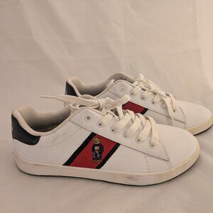 Polo Ralph Lauren Boys Bear Sneakers Leather Low Top Lace Up Kids Size 7
